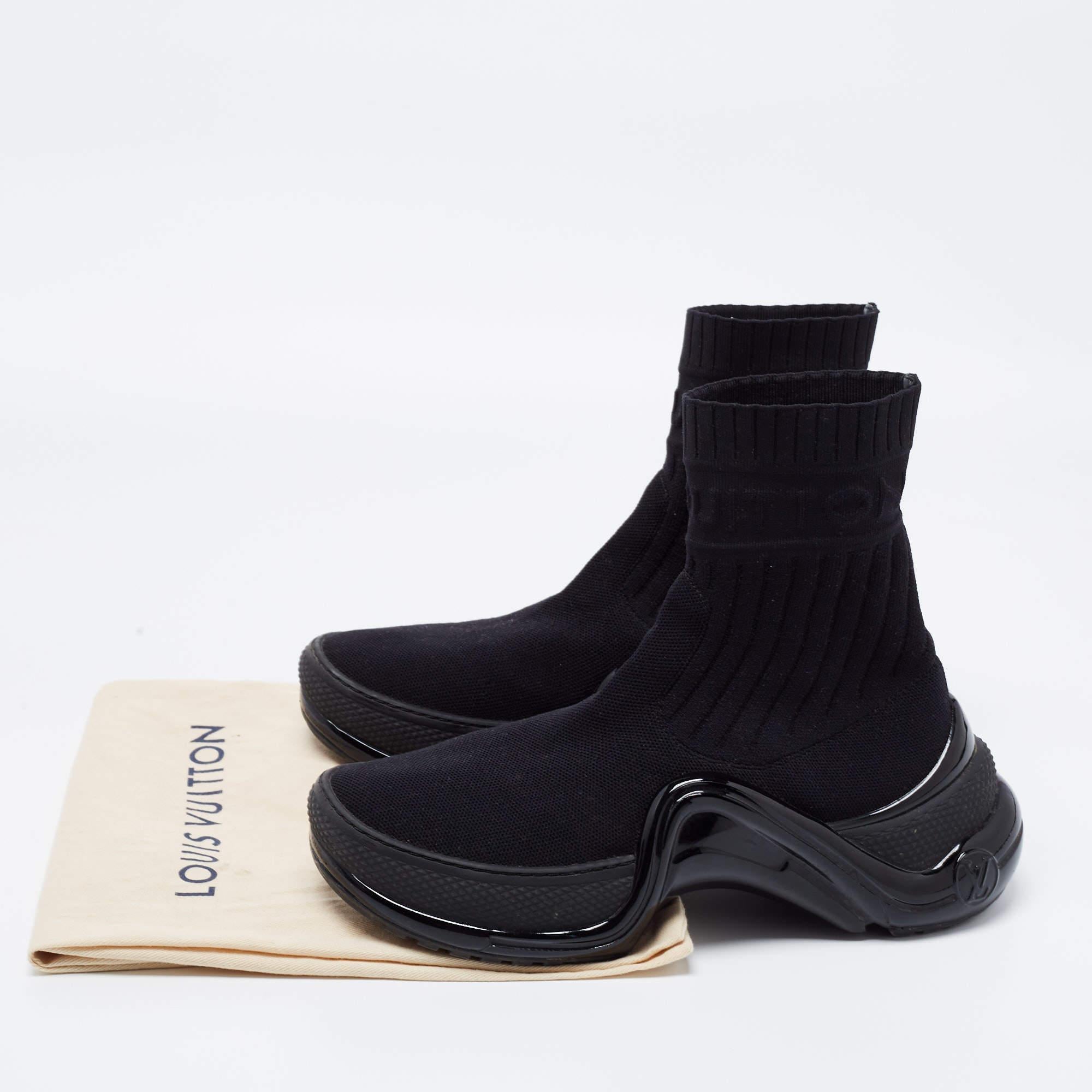 Louis Vuitton Black Knit Fabric Sock Run Hight Top Sneakers Size 36.5 3