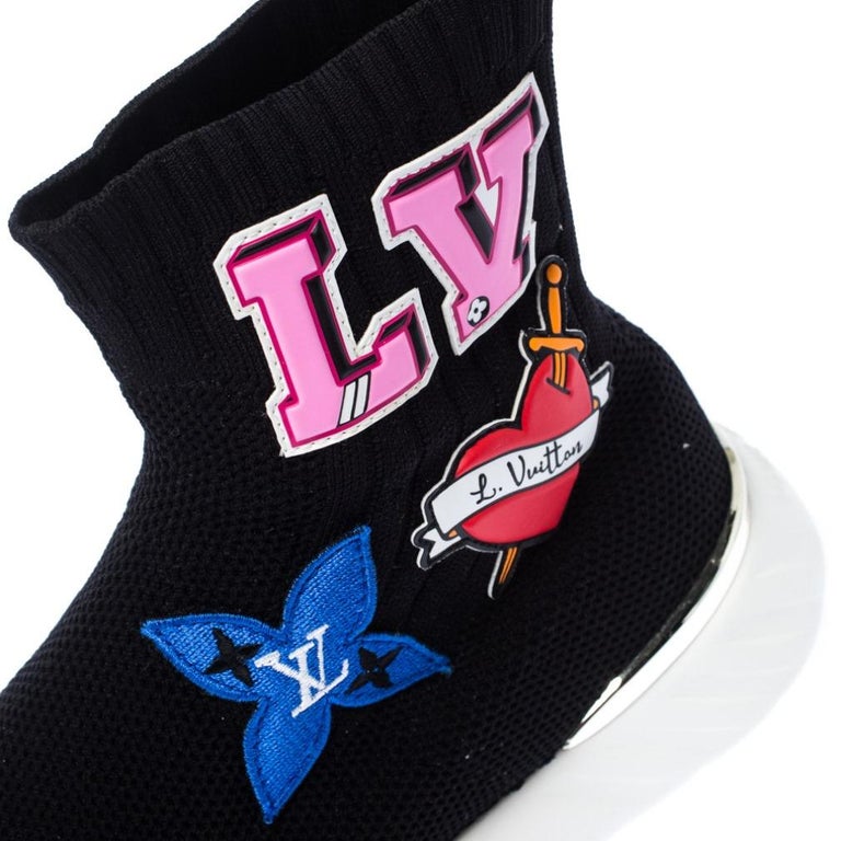 Louis Vuitton Black Knit Fabric Star Patch Sock Sneakers Size 35 For Sale at 1stdibs