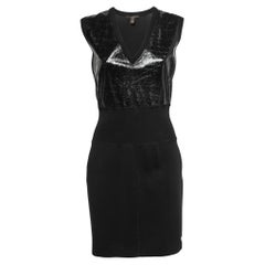 Louis Vuitton Black Knit & Leather Inset Sleeveless Dress L