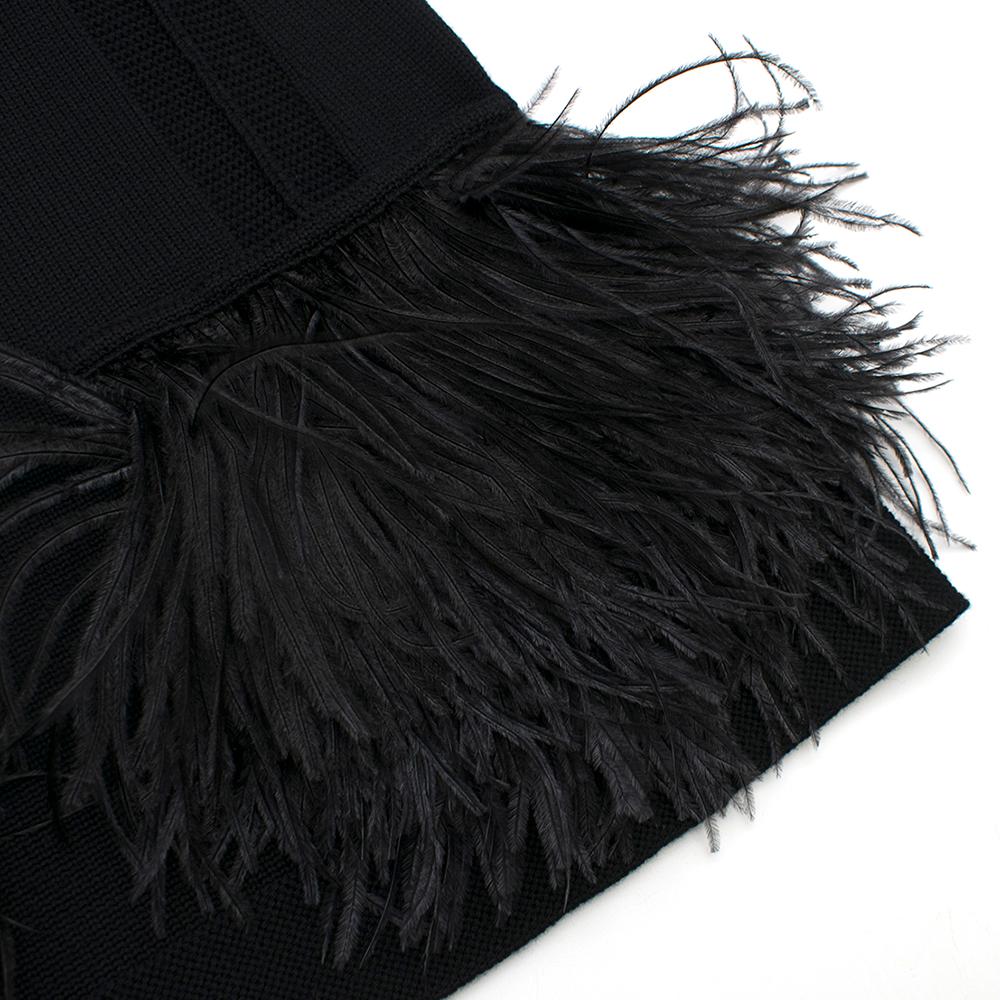 Louis Vuitton Black Knit turtleneck Dress with feathers S 1