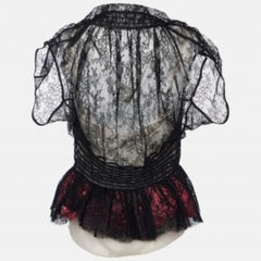 Louis Vuitton Black Lace Sheer Flared Top M