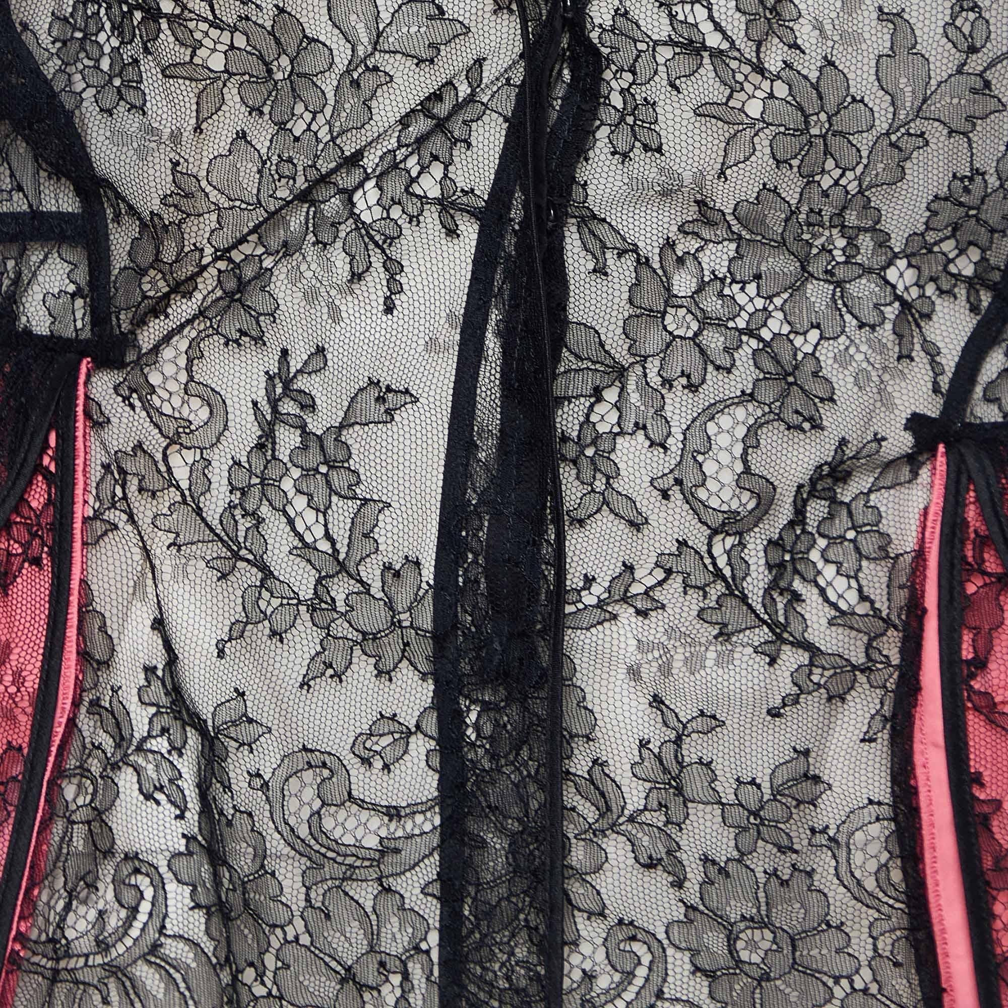 Louis Vuitton Black Lace Sheer Flared Top M In New Condition In Dubai, Al Qouz 2