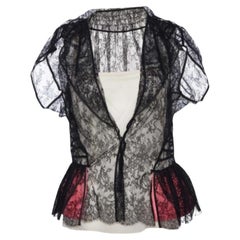 Louis Vuitton Black Lace Sheer Flared Top M