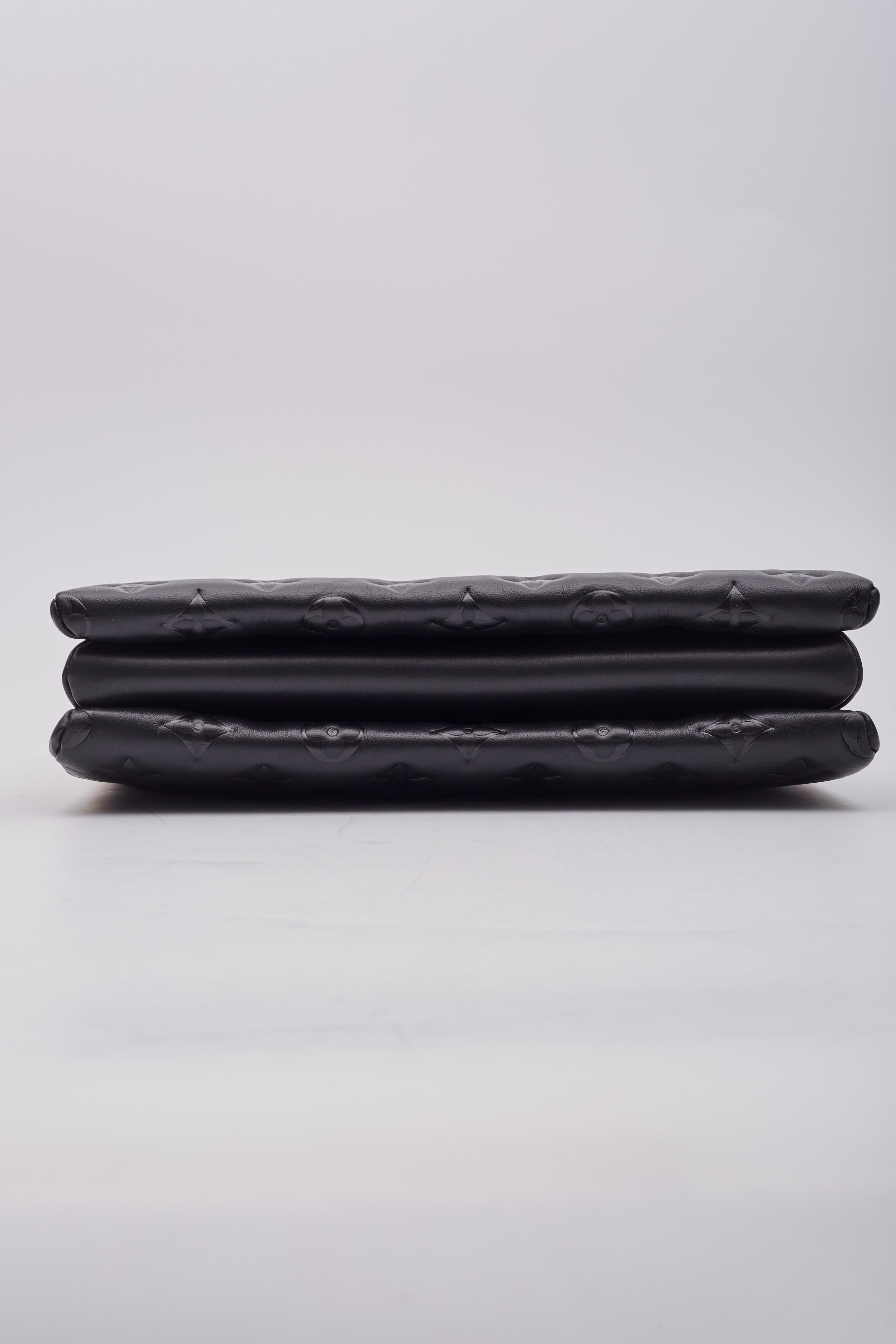 Louis Vuitton Black Lambskin Embossed Monogram Coussin Pm Bag For Sale 1