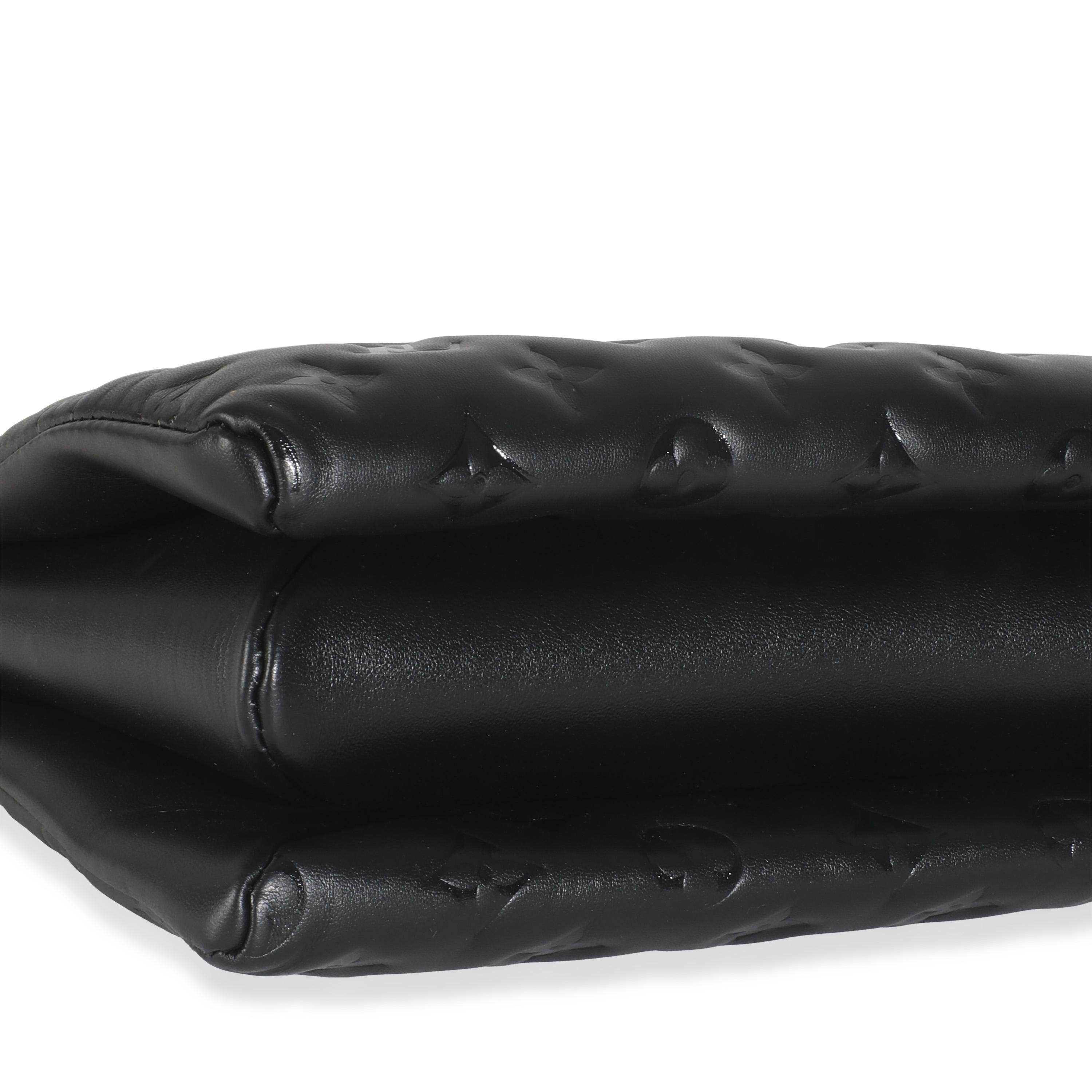 Louis Vuitton Black Lambskin Embossed Monogram Coussin PM For Sale 1