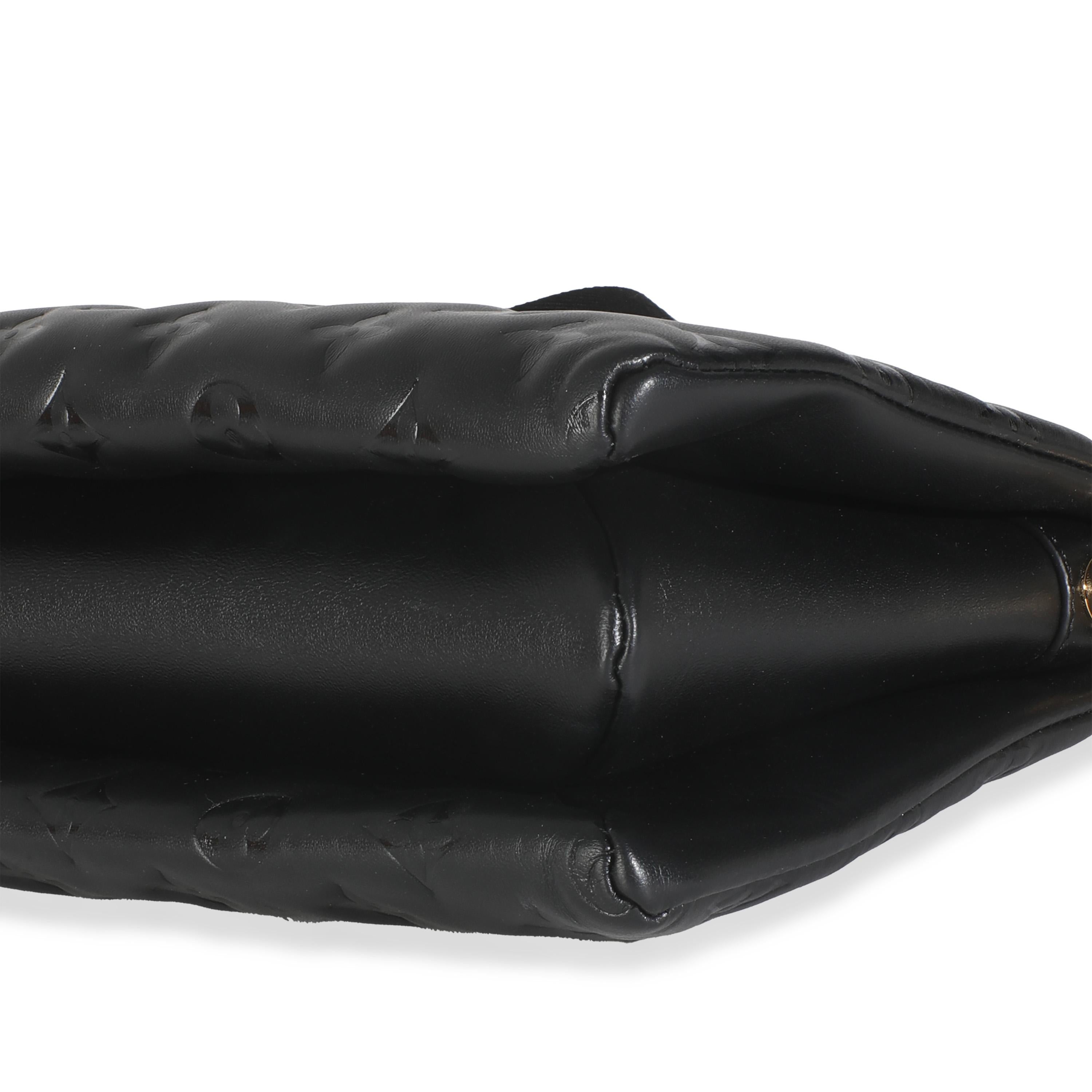 Louis Vuitton Black Lambskin Embossed Monogram Coussin PM For Sale 3
