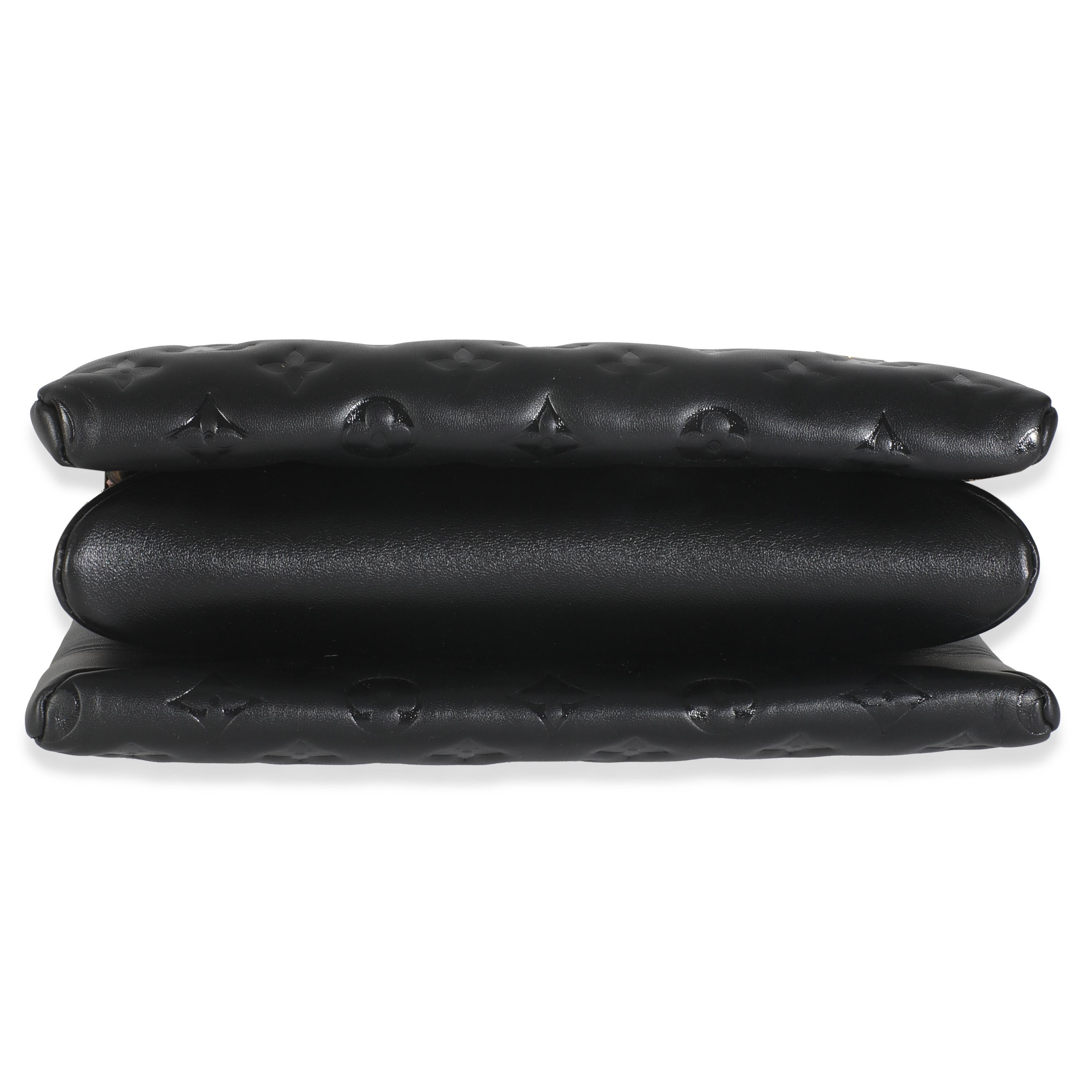Louis Vuitton Black Lambskin Embossed Monogram Coussin PM For Sale 4