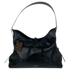 Louis Vuitton Black Lambskin Leather CarryAll Vibe MM Bag with Monogram Trim