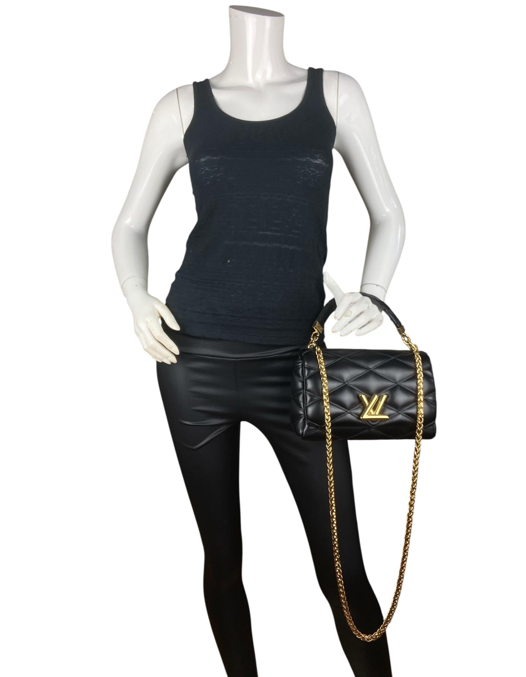 Noir Louis Vuitton - Sac à main GO-14 MM en cuir d'agneau noir avec poignée en forme de maille en vente