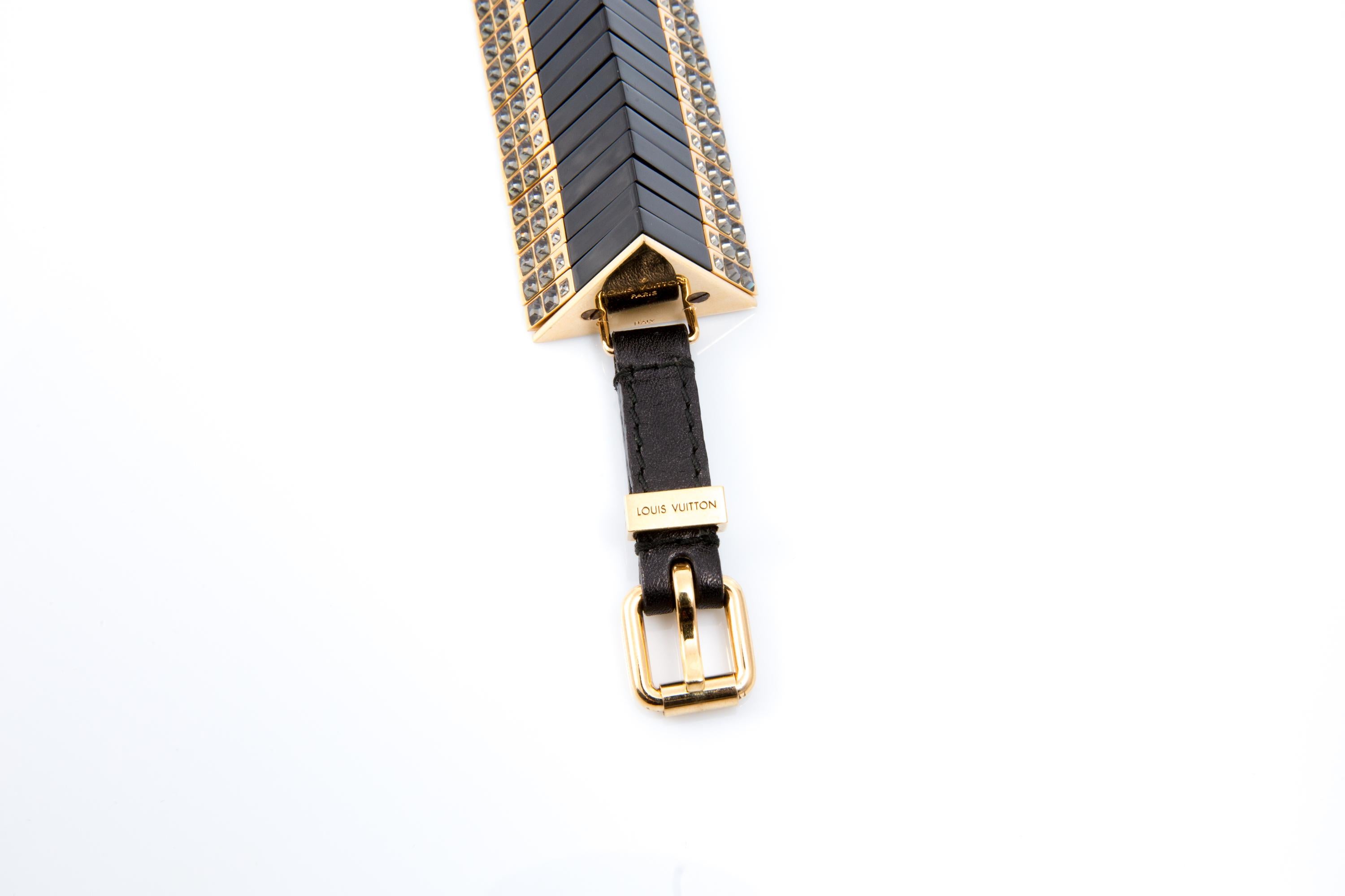 Louis Vuitton - Large bracelet articulé noir en vente 1