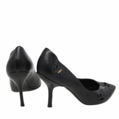 Louis Vuitton Black Laser Cut Leather Pointed Toe Pumps Size 36.5
