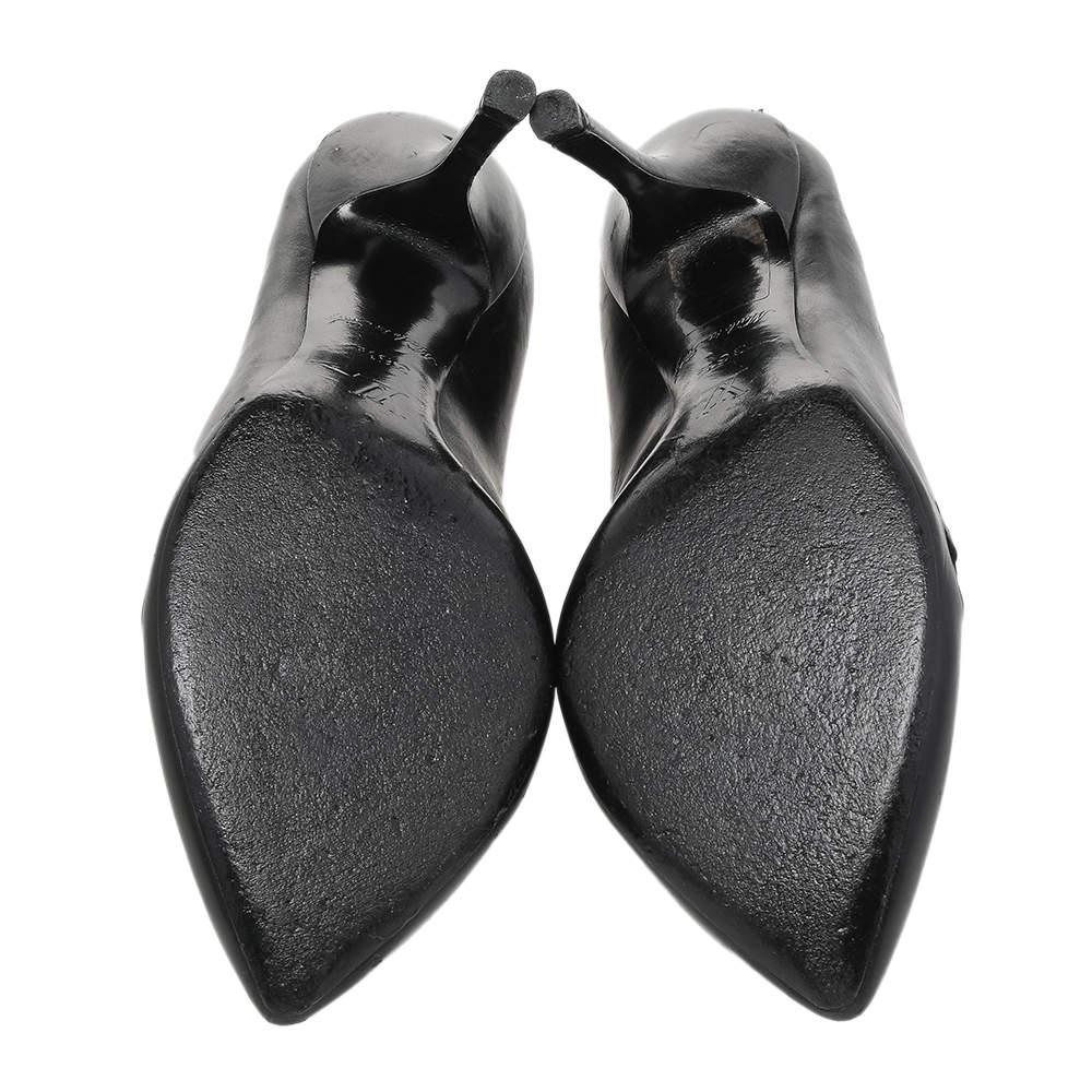 Louis Vuitton Black Laser Cut Leather Pointed Toe Pumps Size 36.5 2