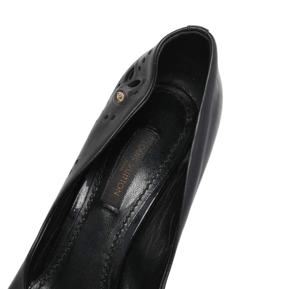 Louis Vuitton Black Laser Cut Leather Pointed Toe Pumps Size 36.5 3