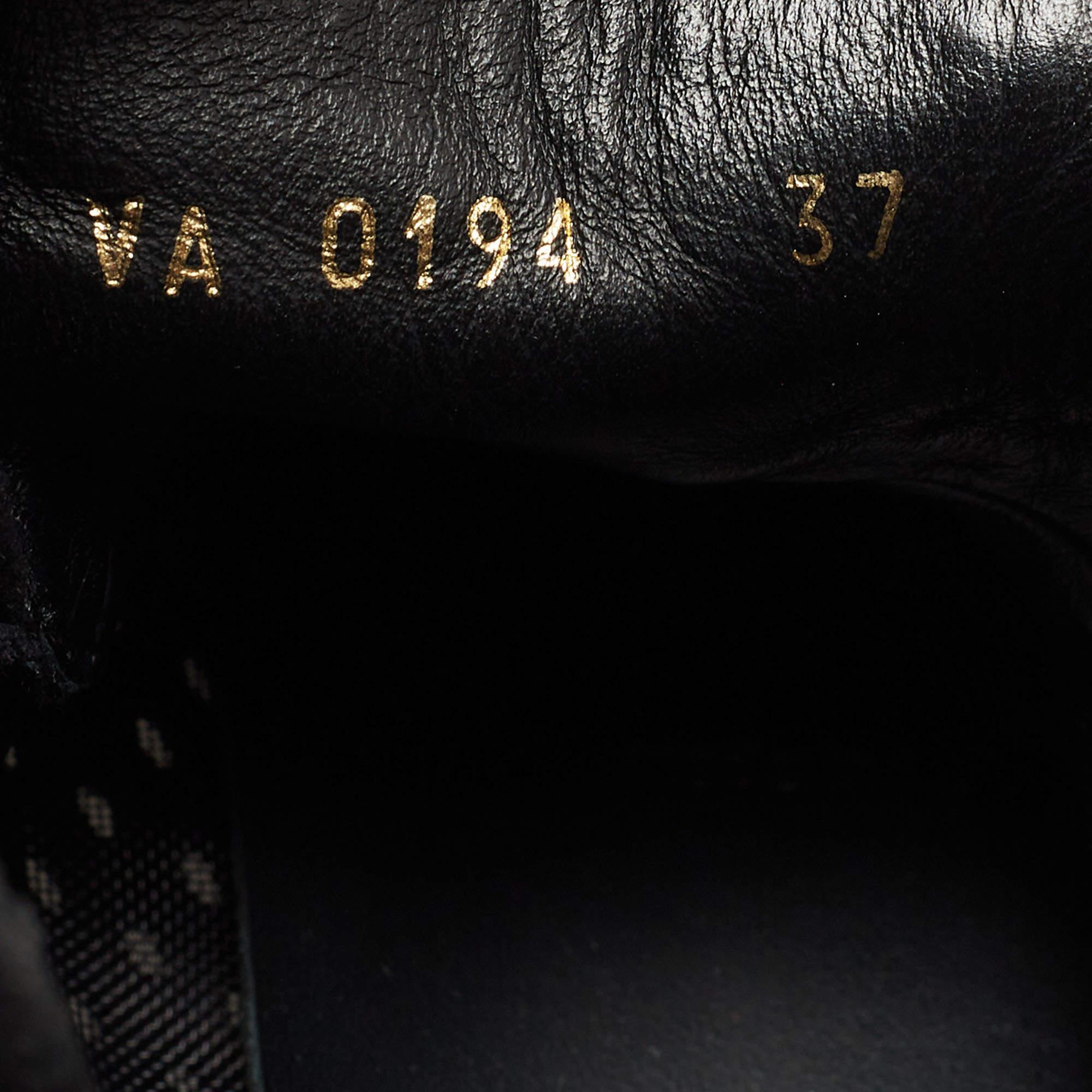 Louis Vuitton Black Laser Cut Suede High Top Sneakers Size 37 For Sale 4