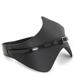 LOUIS VUITTON black leather 2016 CORSETT WIDE WAIST Belt 70