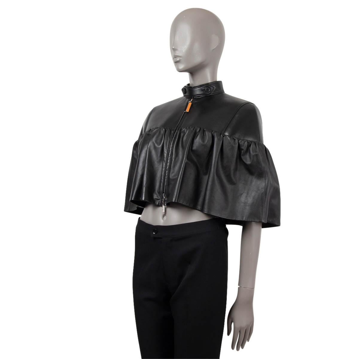 LOUIS VUITTON black leather 2020 ROCK & ROLL CROPPED BOLERO Jacket 36 XS In Excellent Condition For Sale In Zürich, CH