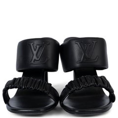 LOUIS VUITTON black leather 2023 DRAPY Sandals Shoes 41 fit 40