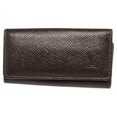 Louis Vuitton Black Leather 4 Key Holder Wallet with leather, gold-tone hardware