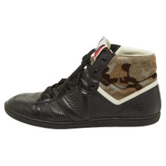 Louis Vuitton - Scarpe da ginnastica alte in pelle nera e pelle di vitello numero 43