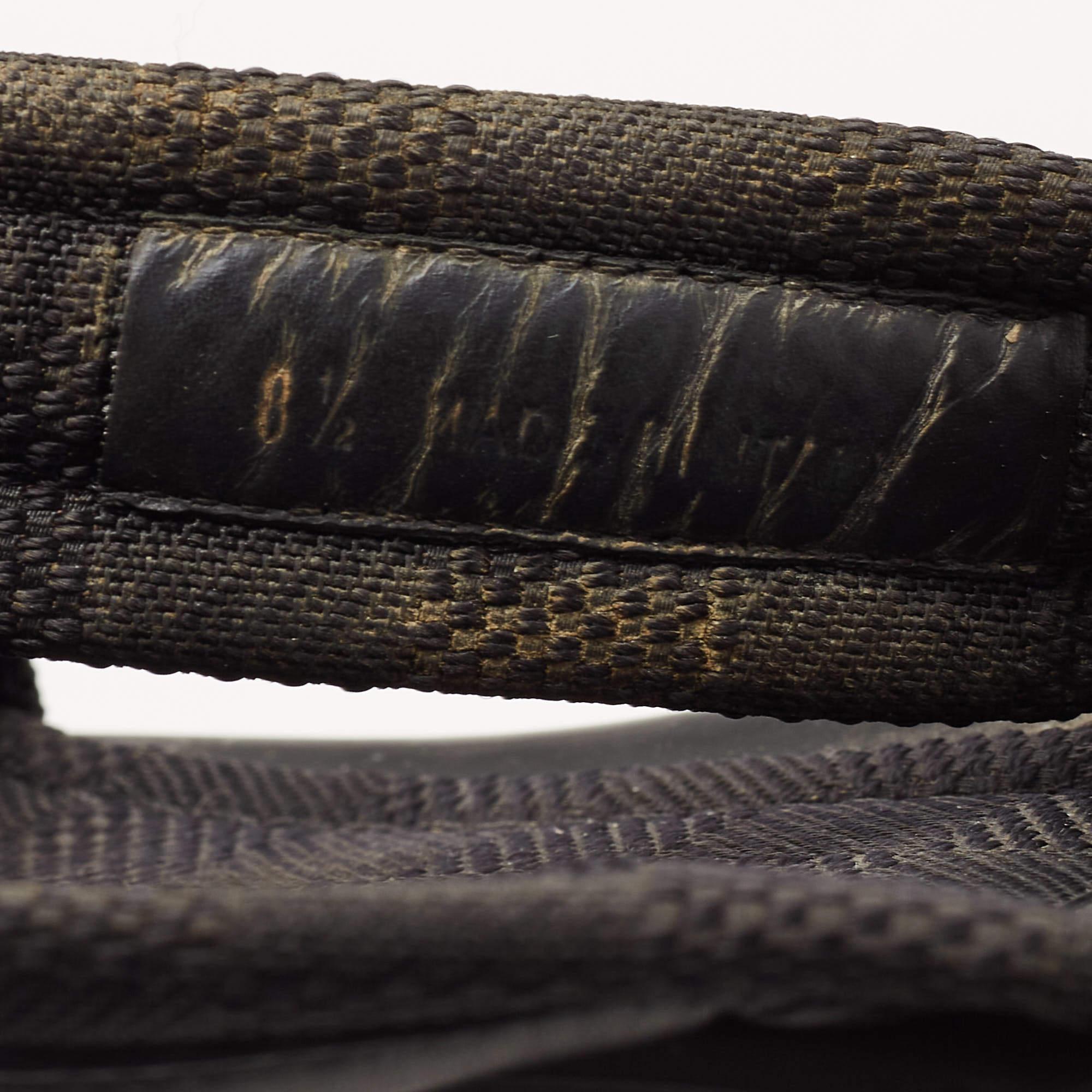 Louis Vuitton Black Leather and Canvas Damier Slide Flats Size 42.5 For Sale 1