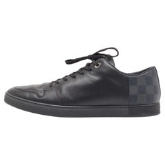 Louis Vuitton Black Leather And Damier Canvas Low Top Sneakers Size 42.5