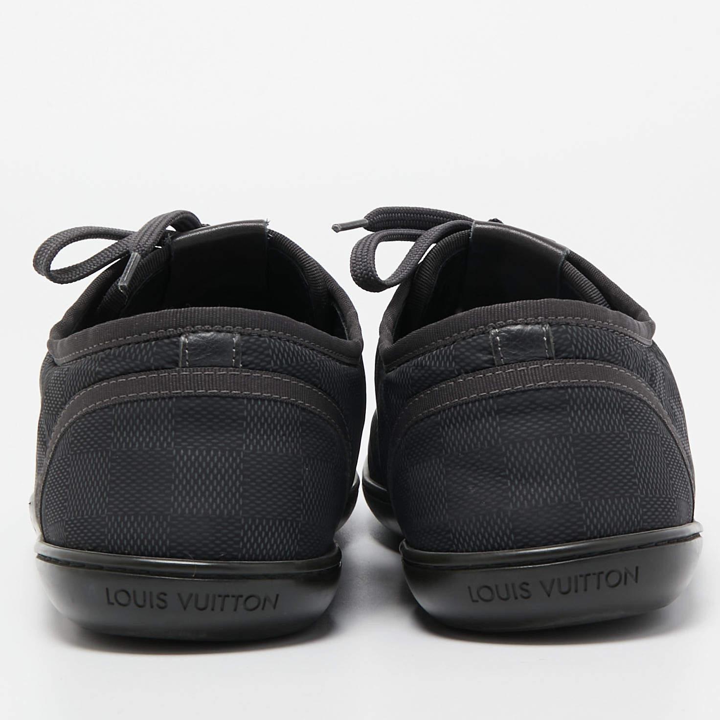 Louis Vuitton Black Leather and Damier Ebene Neoprene Low Top Sneakers Size 42 1