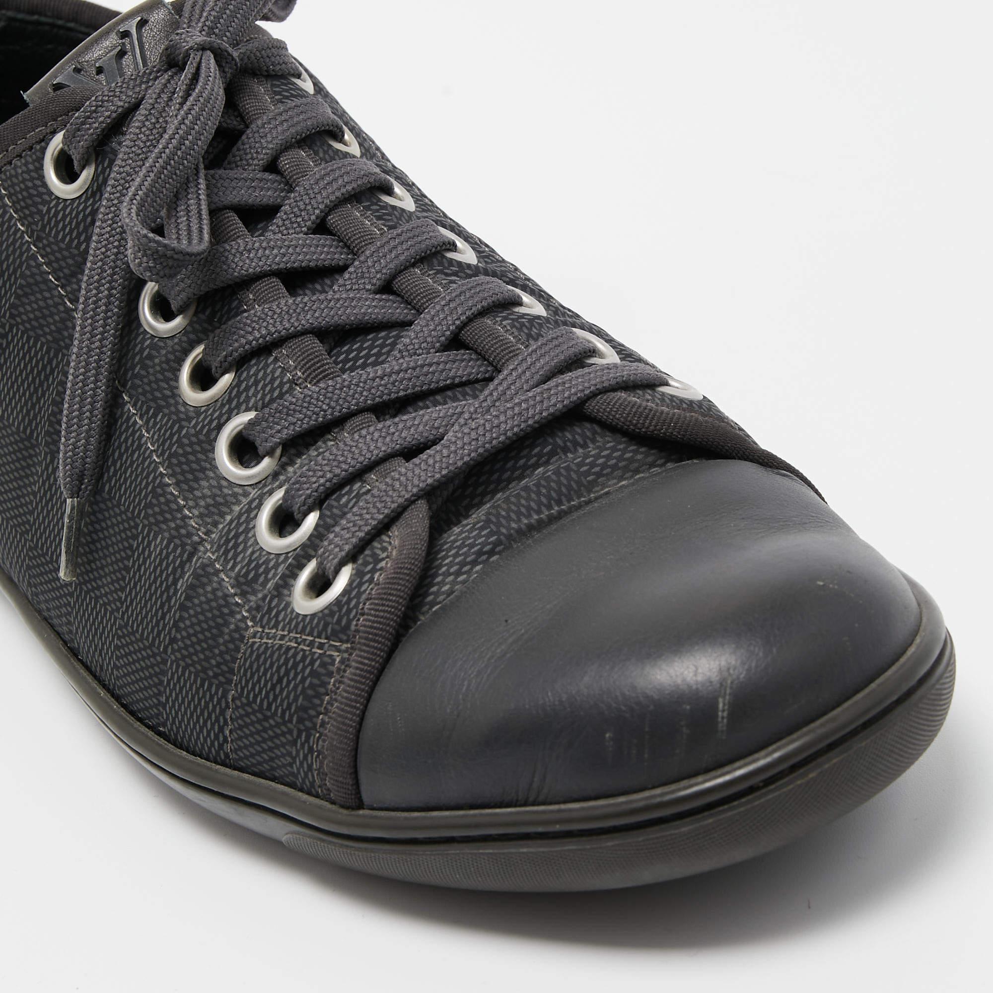 Louis Vuitton Black Leather and Damier Ebene Neoprene Low Top Sneakers Size 42 3