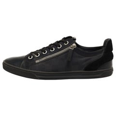 Louis Vuitton Black Leather and Damier Fabric Challenge Zip Up Sneakers Size 43