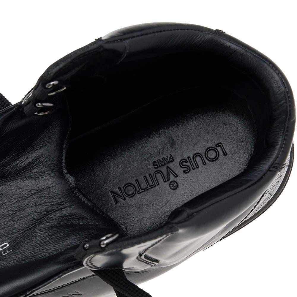 Louis Vuitton Black Leather And Damier Patent Leather High Top Sneakers Size 40. 1