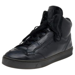 Louis Vuitton Schwarz Leder And Damier Lackleder High Top Turnschuhe Größe 40.