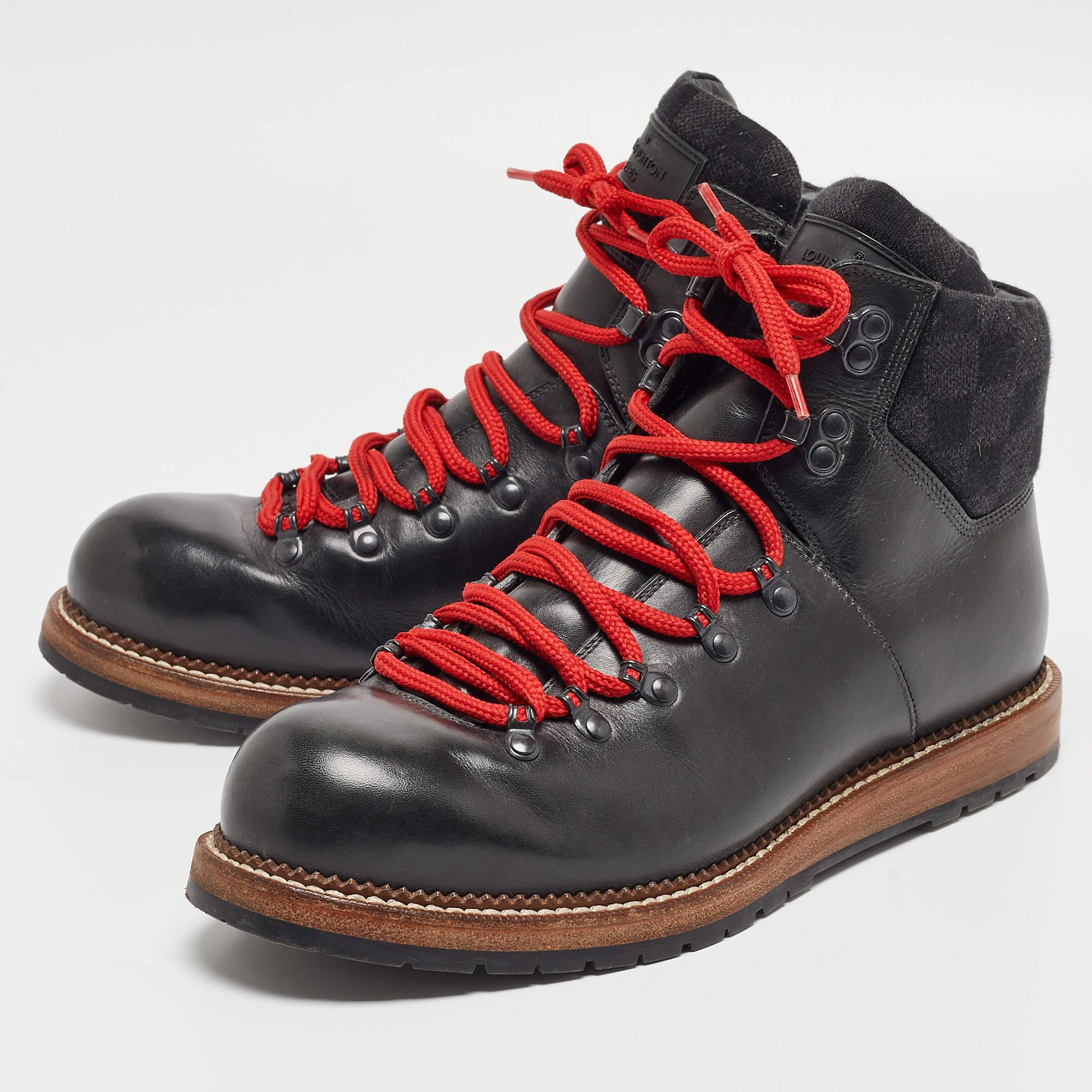 Schwarze Oberkampf-Stiefel von Louis Vuitton aus Leder und Stoff aus Stoff Größe 43 im Angebot 2