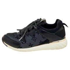 Louis Vuitton Black Leather And Mesh Low Top Sneakers Size 37