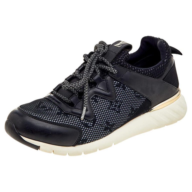 Louis Vuitton Blue/Black Monogram Mesh and Leather Aftergame Sneakers Size  36 For Sale at 1stDibs