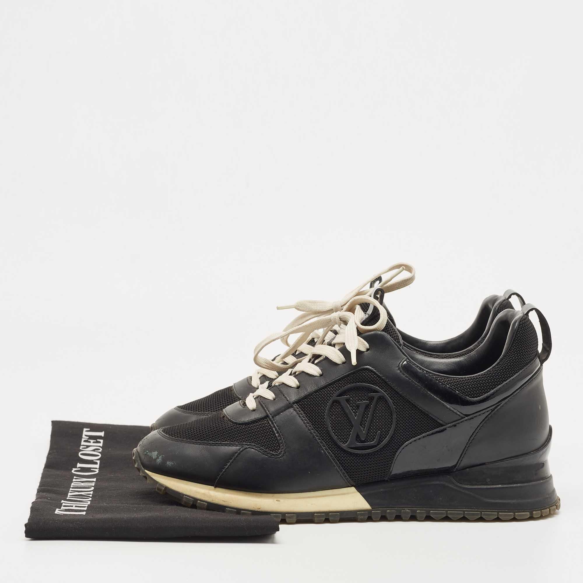 Louis Vuitton Black Leather and Mesh Run Away Sneakers For Sale 1