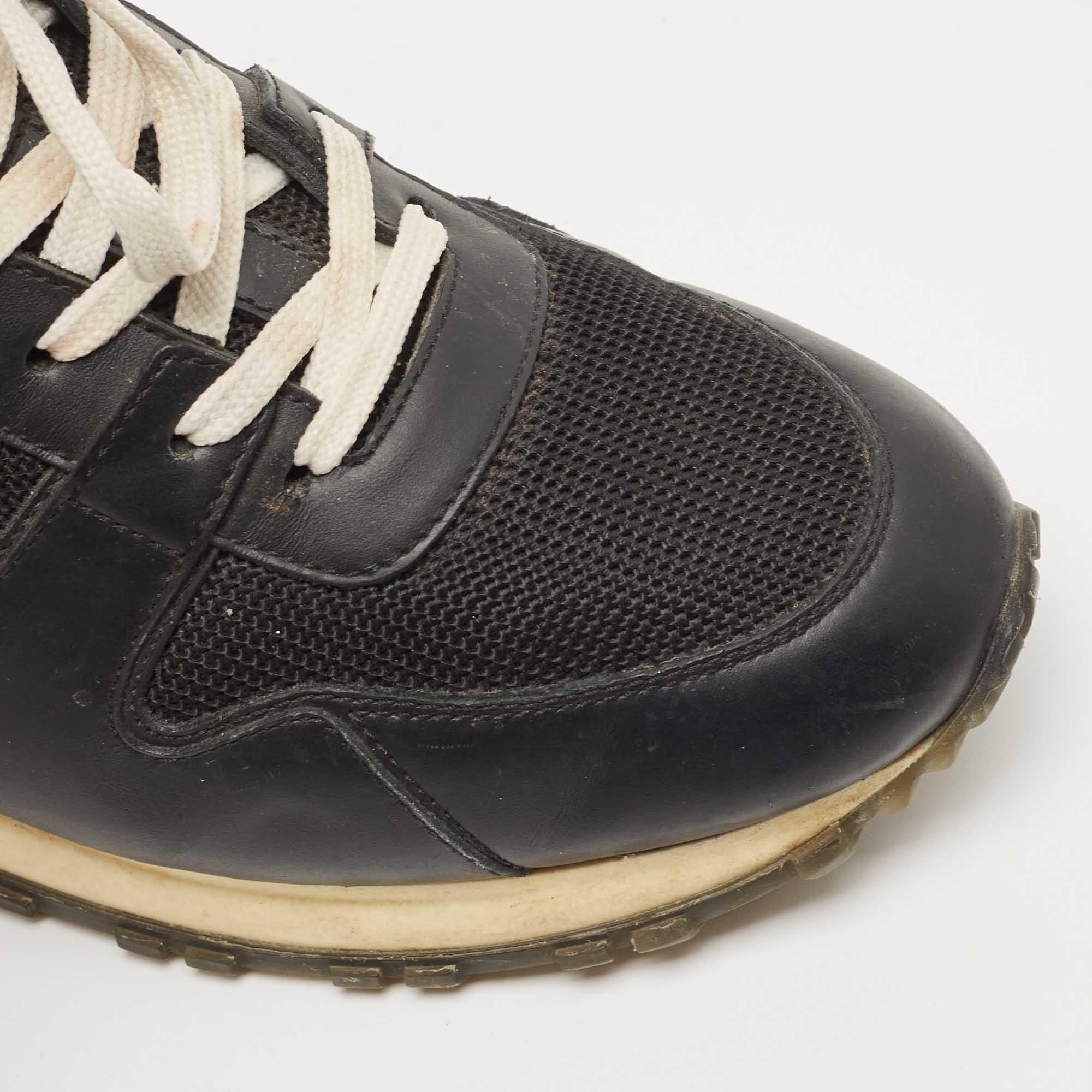 Louis Vuitton Black Leather and Mesh Run Away Sneakers For Sale 4
