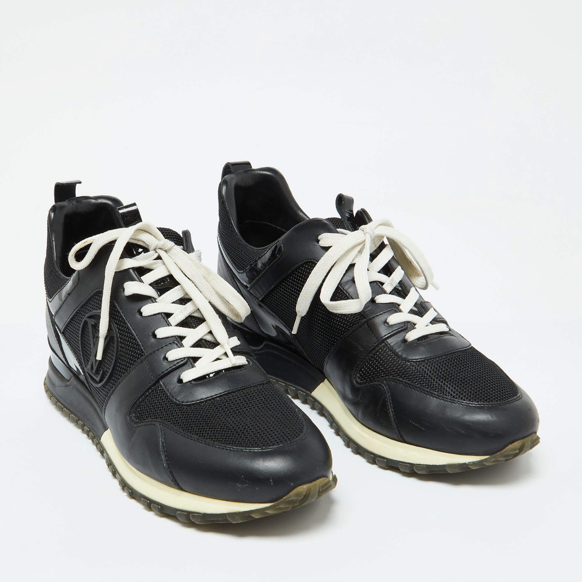 Women's Louis Vuitton Black Leather and Mesh Run Away Sneakers Size 38.5