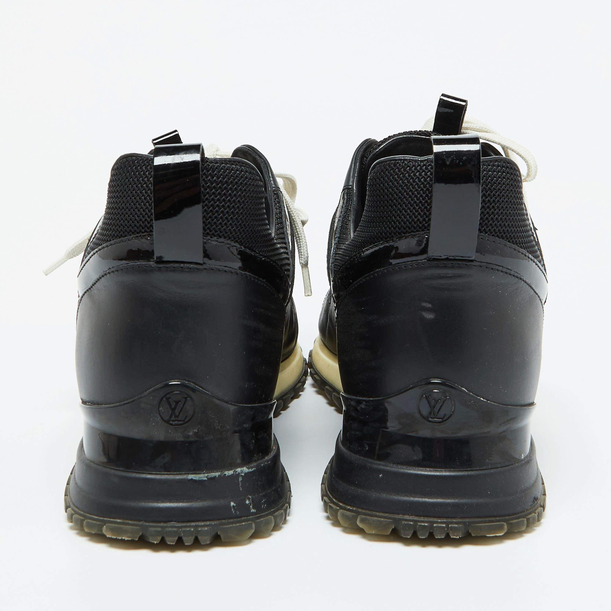 Louis Vuitton Black Leather and Mesh Run Away Sneakers Size 38.5 1