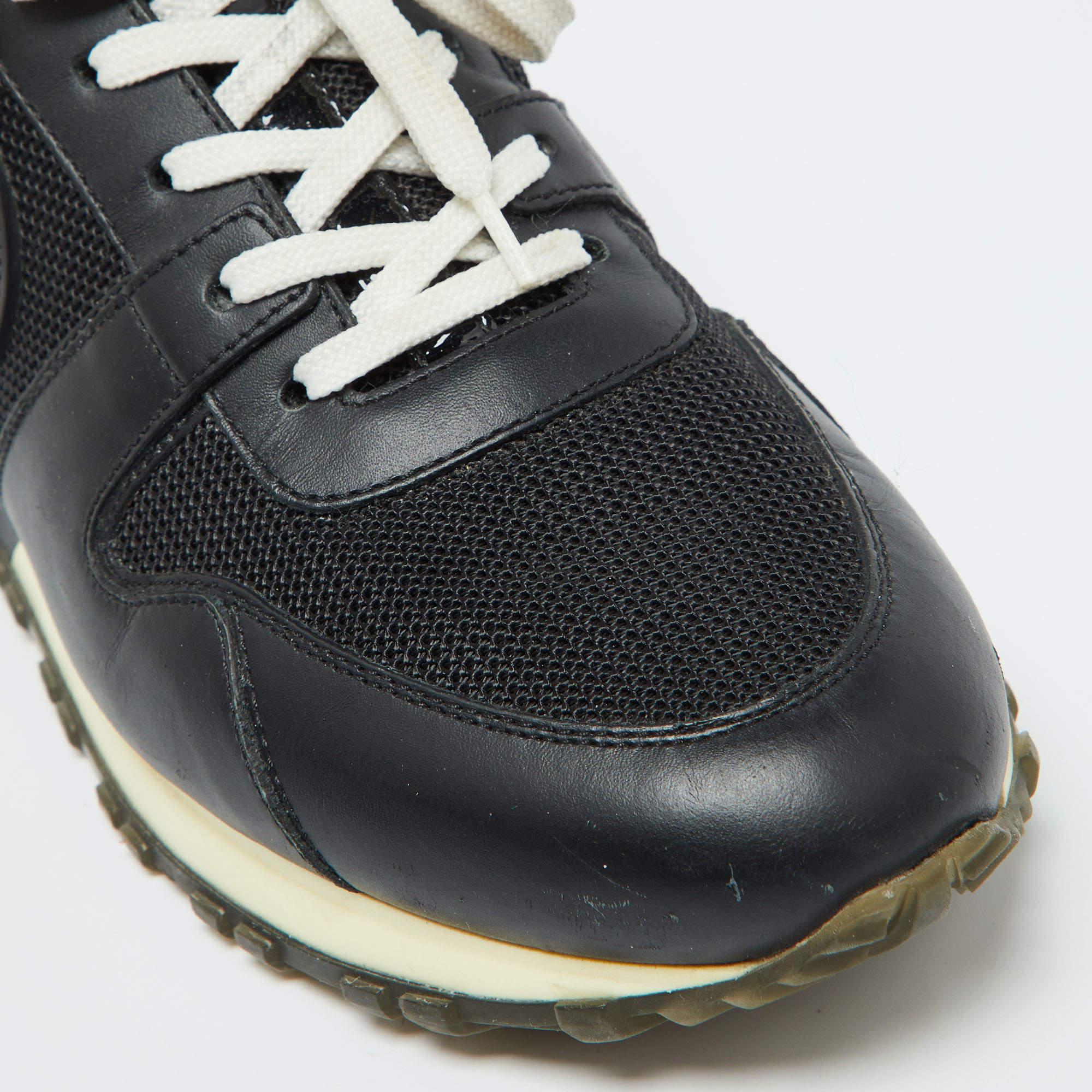 Louis Vuitton Black Leather and Mesh Run Away Sneakers Size 38.5 3