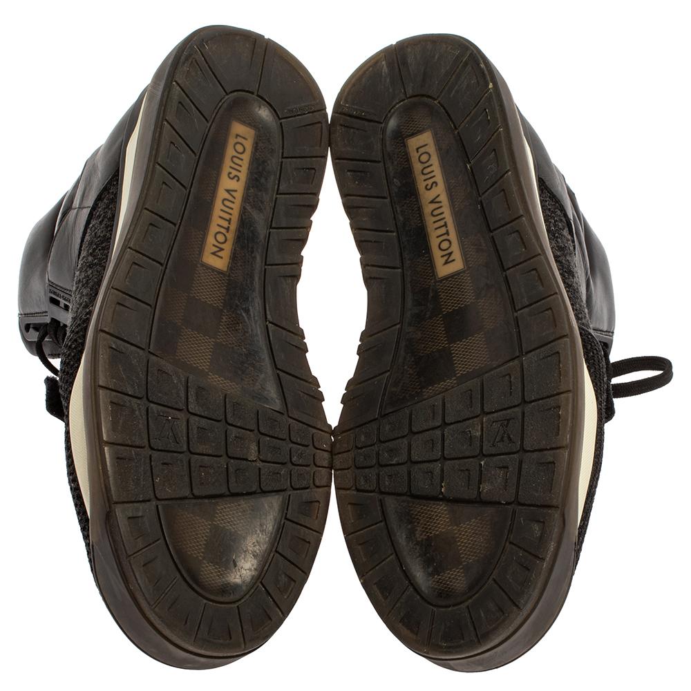 Louis Vuitton Black Leather And Mesh Trailblazer High Top Sneakers Size 41.5 In Good Condition In Dubai, Al Qouz 2