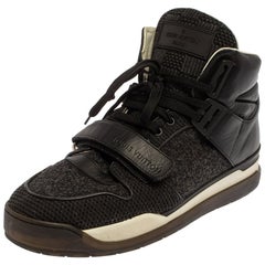 Louis Vuitton Black Leather And Mesh Trailblazer High Top Sneakers Size 41.5