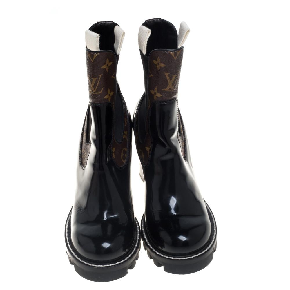 Louis Vuitton Black Leather And Monogram Canvas Limitless Ankle Boots