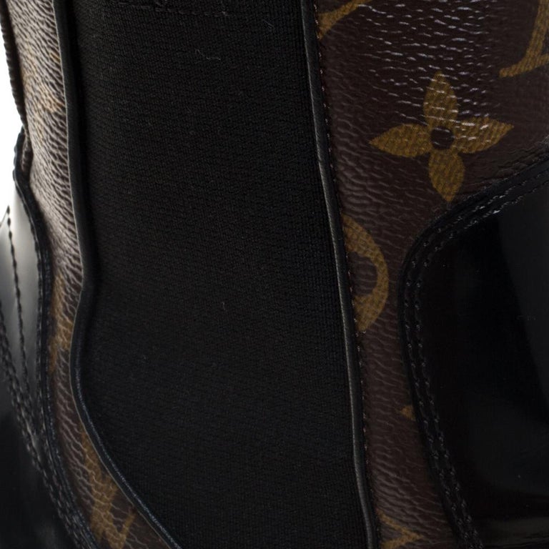Louis Vuitton Black Leather And Monogram Canvas Limitless Ankle