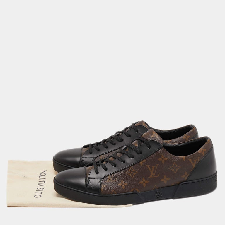 Louis Vuitton Match-Up LV Monogram Black Leather Low Top Sneakers Size: 9