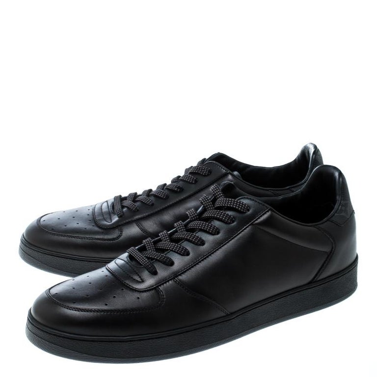 Louis Vuitton Black Leather and Monogram Canvas Rivoli Sneakers Size 43 ...