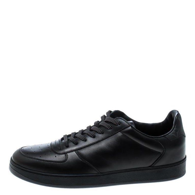 Louis Vuitton Black Leather and Monogram Canvas Rivoli Sneakers Size 43 For Sale at 1stdibs