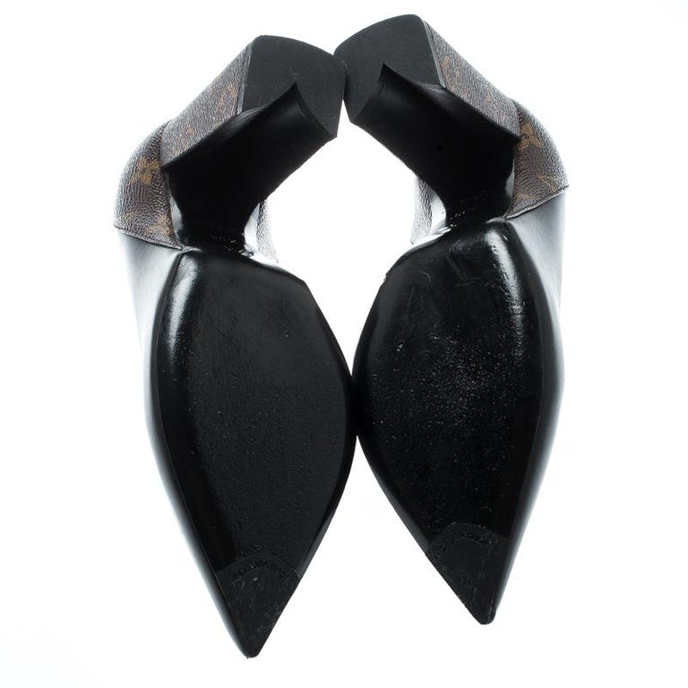 Louis Vuitton Black Leather And Monogram Canvas Rodeo Queen Pumps Size
