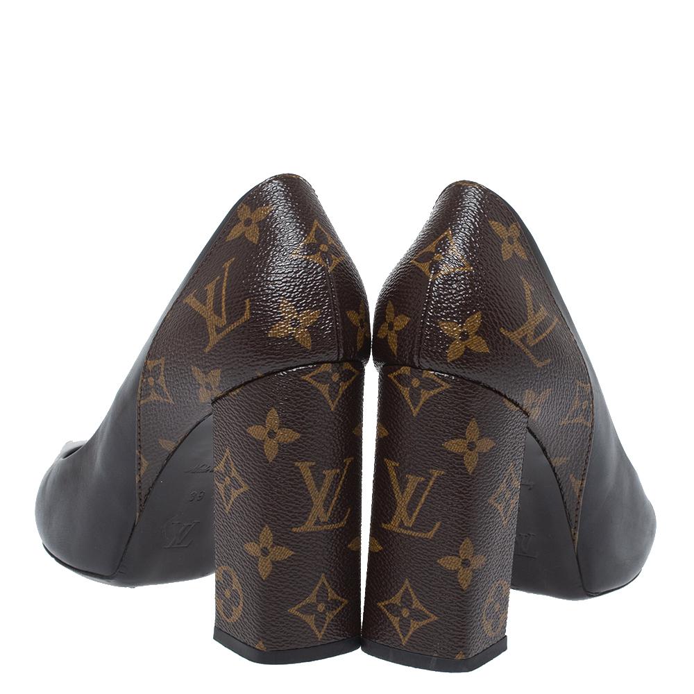Women's Louis Vuitton Black Leather And Monogram Canvas Rodeo Queen Pumps Size 39