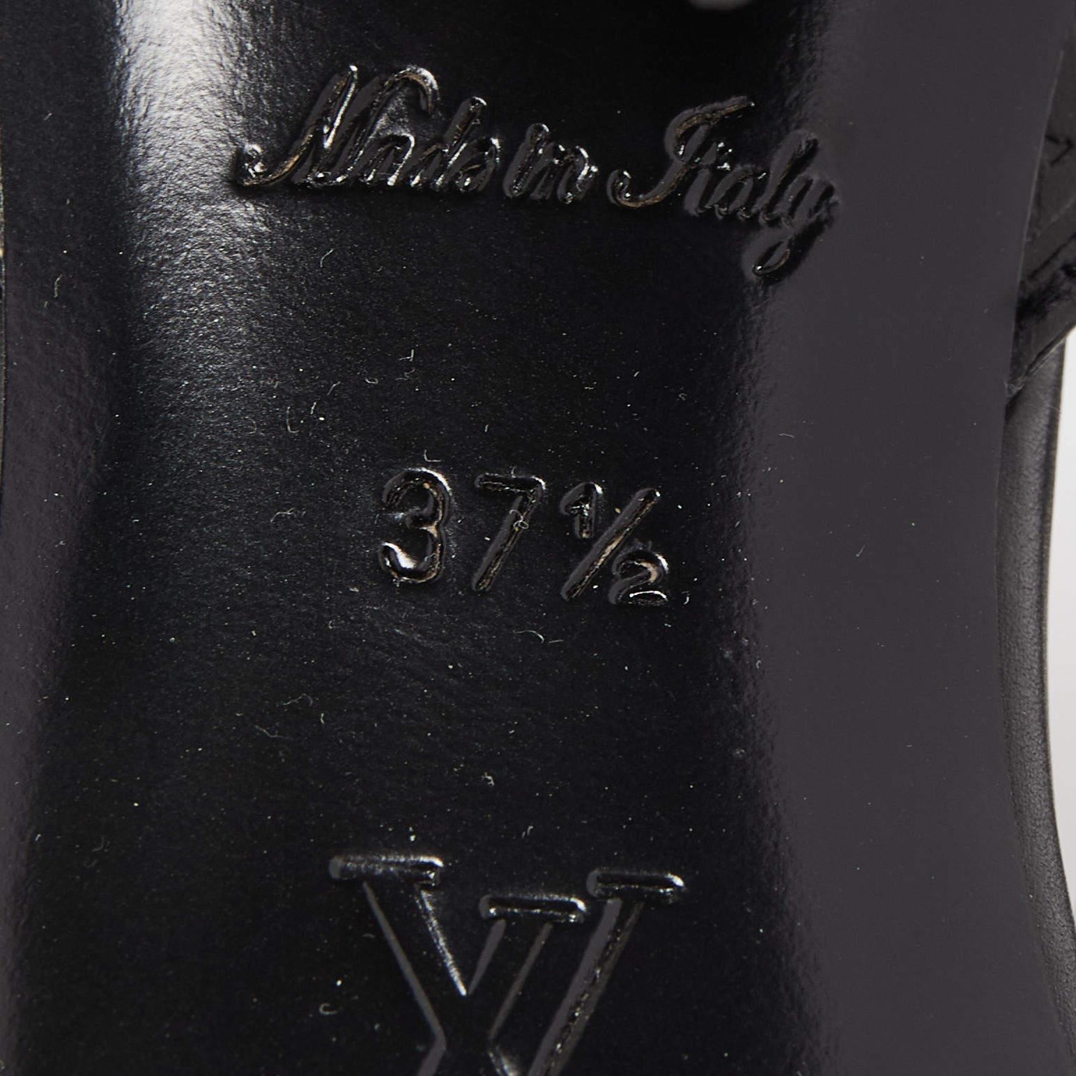 Louis Vuitton Black Leather and Monogram Canvas Silhouette Sandals  4