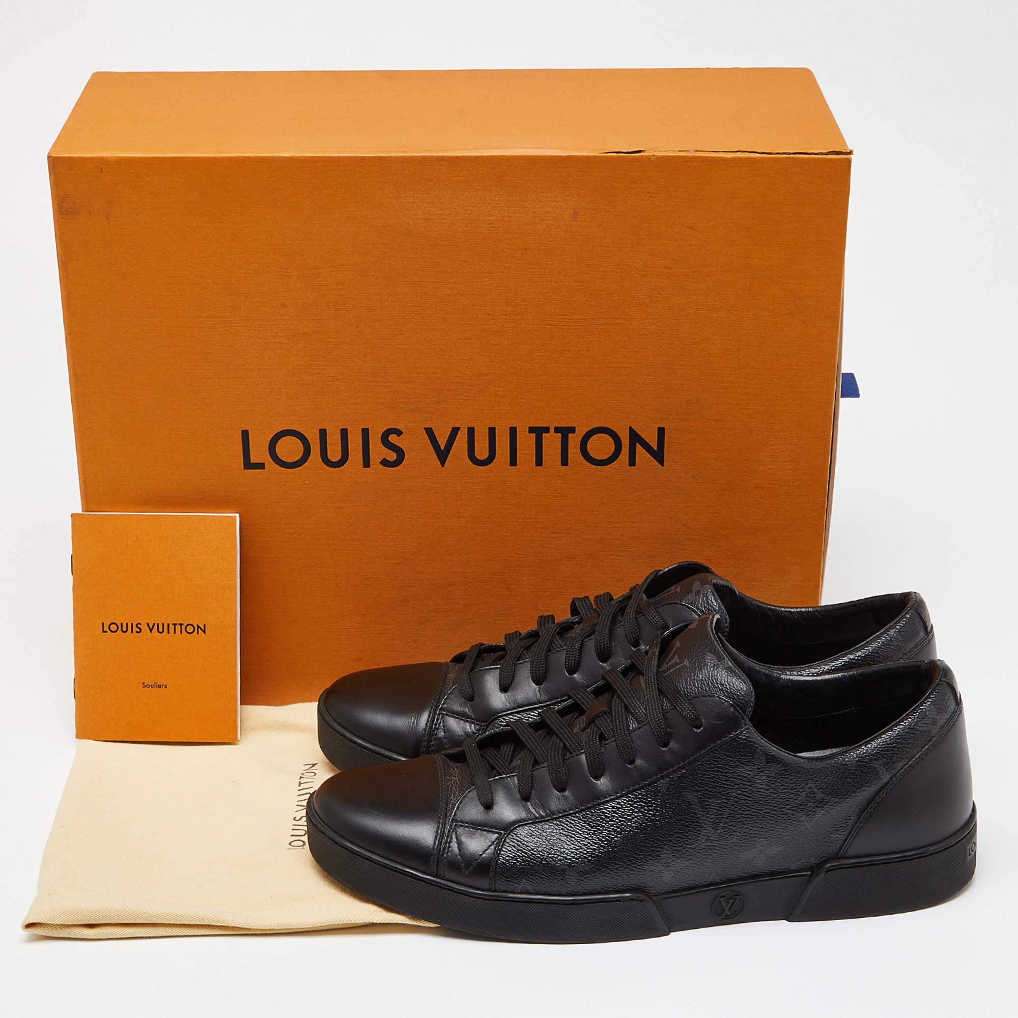 Louis Vuitton Black Leather and Monogram Coated Canvas Match Up Sneakers Size 42 6