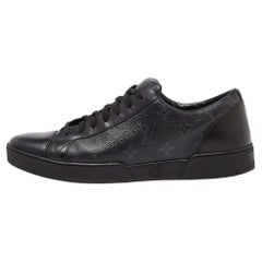 Louis Vuitton Black Leather and Monogram Coated Canvas Match Up Sneakers Size 42